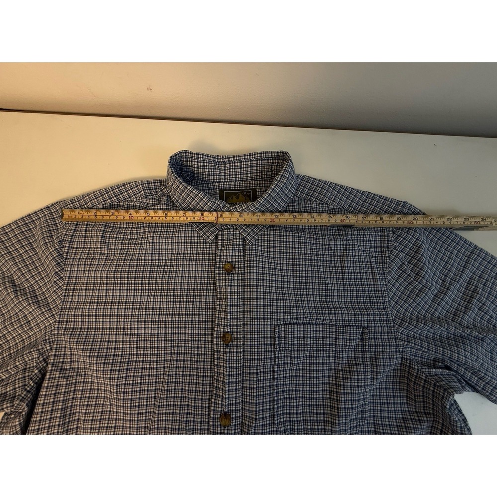 Eddie Bauer Sport Shop Shirt Men's Large Blue Check Short Sleeve Cotton Hiking - Picture 6 of 10